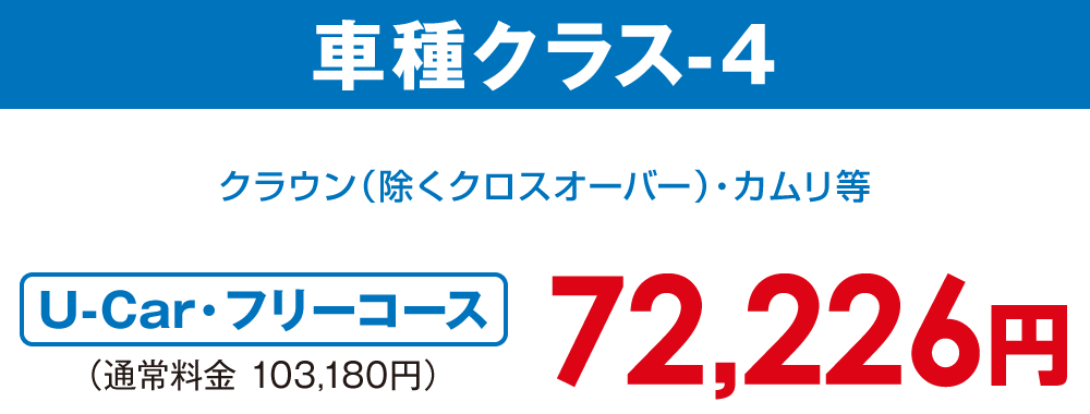車種クラス-4【U-car・フリーコース 72,226円】
