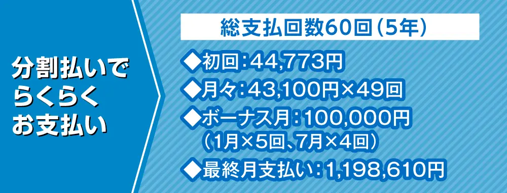 分割払いでらくらくお支払い！