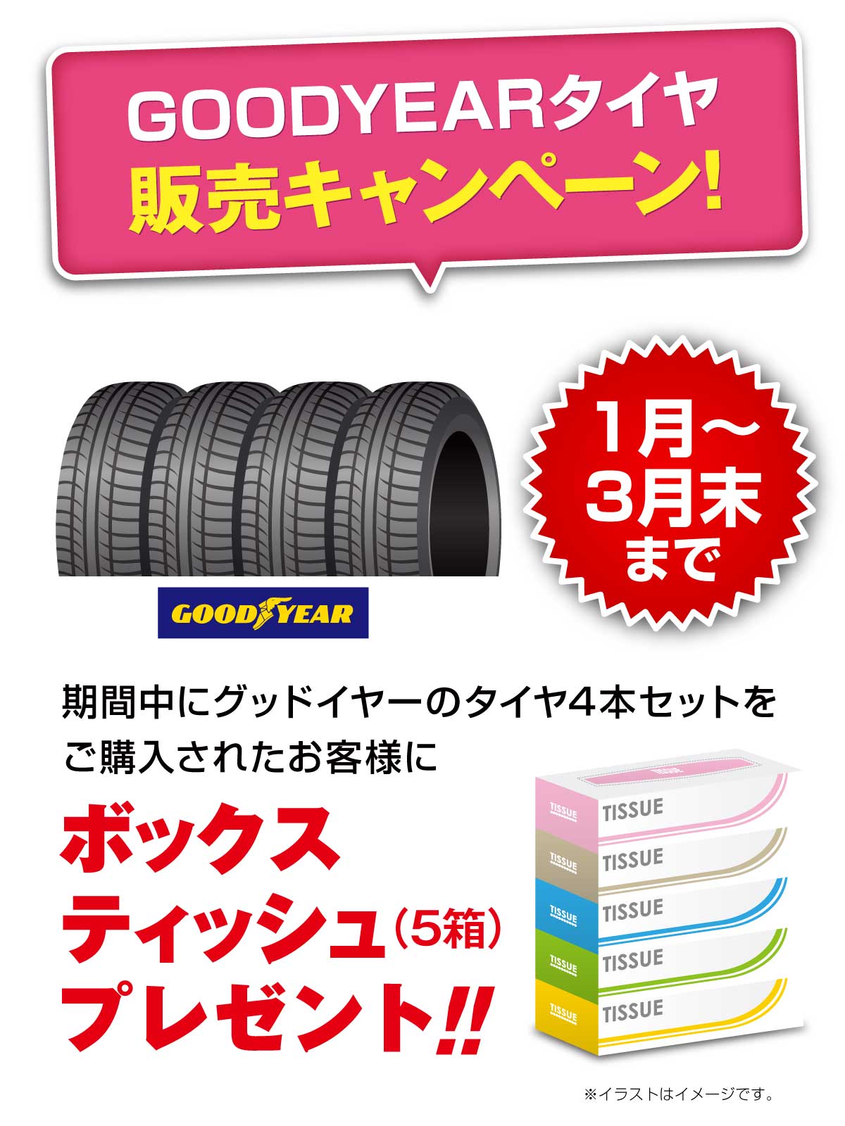 グッドイヤーのタイヤをご購入の方にプレゼント!!【GOODYEARタイヤ販売キャンペーン！】